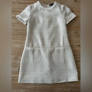 TAHARI Tweed Dress Cream Size S
